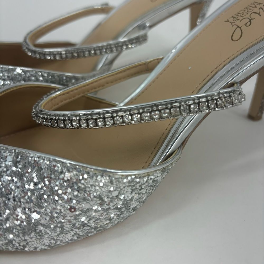 Jewel Badgley Mischka Silver Gray Sparkle Heels - Picture 6 of 9